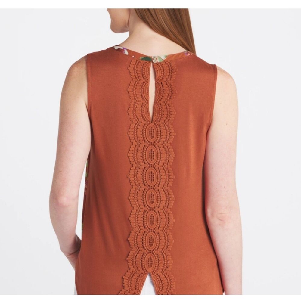 Daniel Rainn Burnt Orange Floral Blouse, NWT, Large